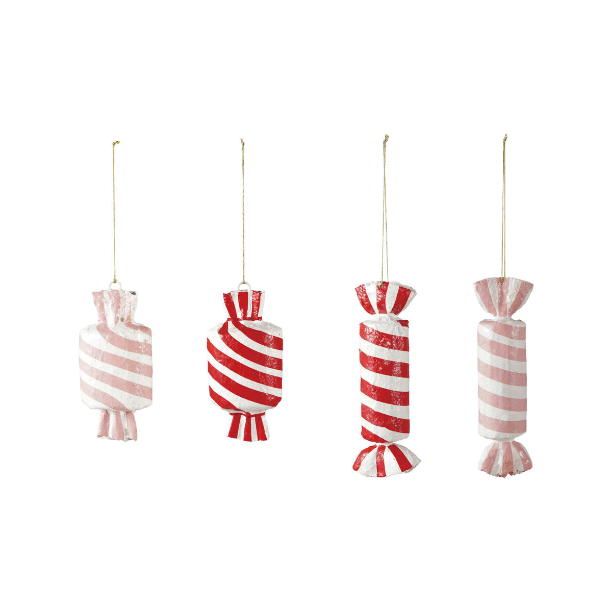 Striped Candy Ornament, Metal and Paper Mache