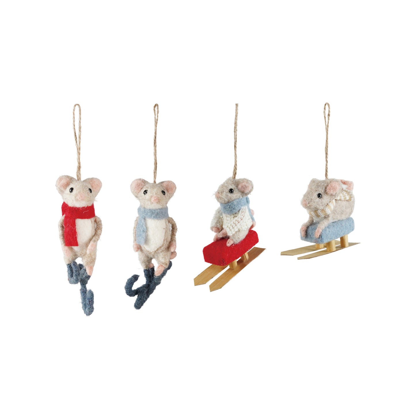 Felt Mouse on Sled/Skates Ornament