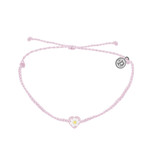 Pink Daisy Heart bead charm Bracelet by Pura Vida