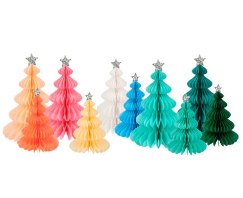 Rainbow Honeycomb Christmas Trees