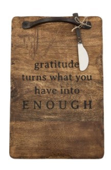 Gratitude Distressed Wooden Cutting Board by Mud Pie