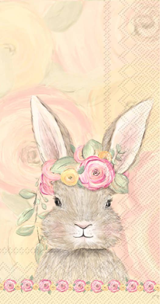 Boston International - Paper Guest Towels 16 count Bunny Flower Crown Easter