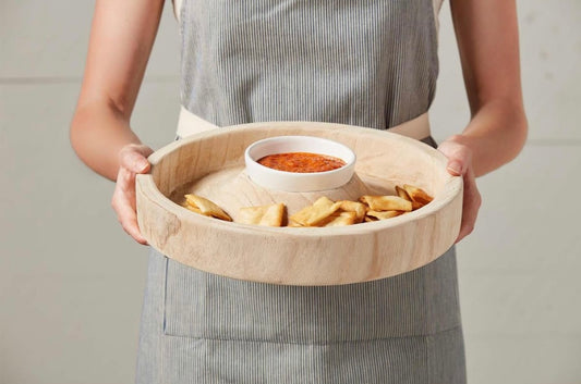 Chip and Dip Bowl in Paulownia Wood