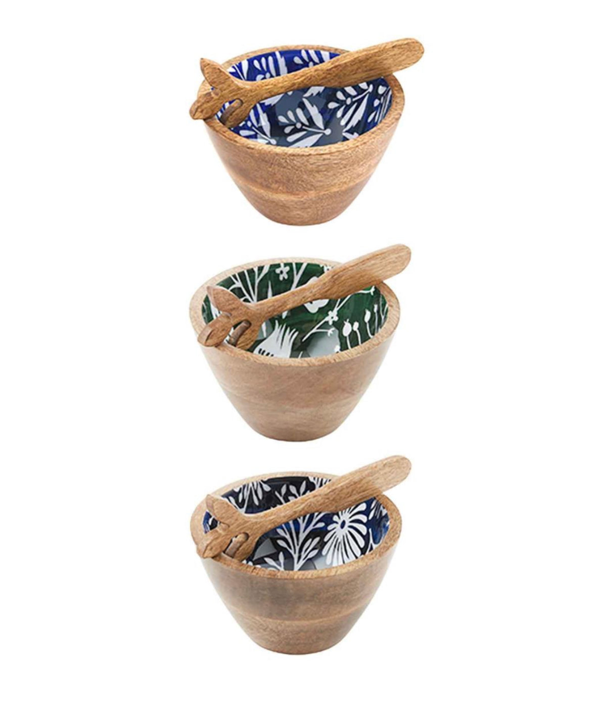 Mango wood dip bowl set/2