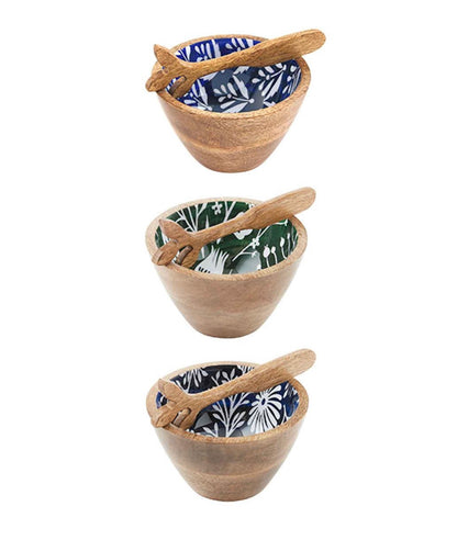 Mango wood dip bowl set/2