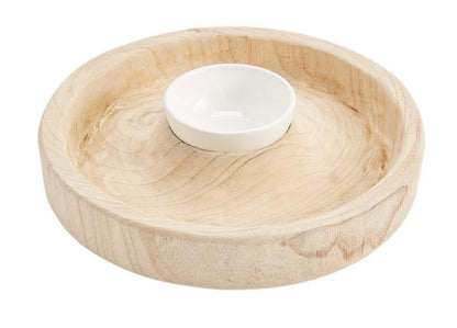 Chip and Dip Bowl in Paulownia Wood