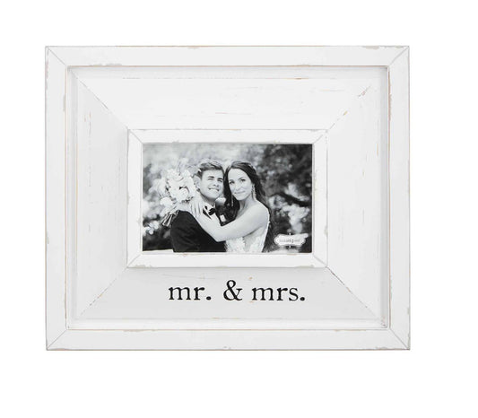 Mr. and Mrs. Whitewashed Photo Frame