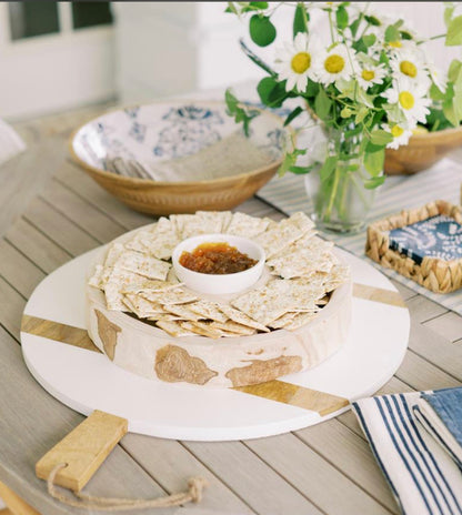 Chip and Dip Bowl in Paulownia Wood