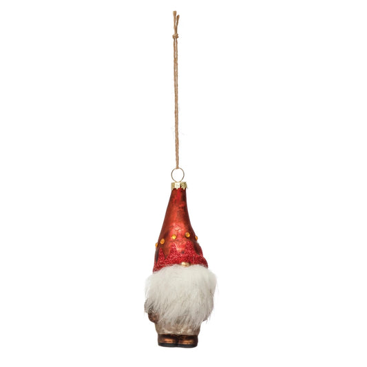 Mercury Like Glass Gnome Santa Ornament
