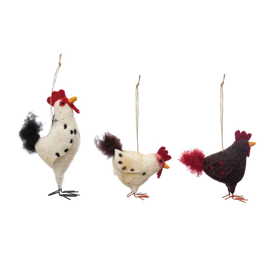 Chicken Felted Wool Ornament